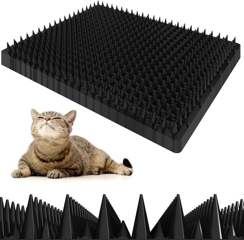 Petfolio 12 Pack Upgraded Black Cat Repellent Mat - 16" x 13" Scat Mat for Cats Has Uneven Spikes is an Effective Scat Mats for Dogs, Stray Cat Repellent Outdoor & Indoor to Deter Cats, Dogs & Small Animals - Image 1